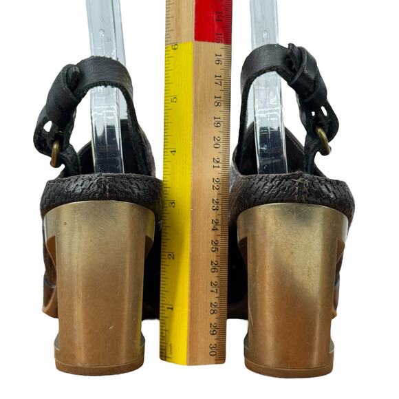 A.S.98 Parley Cutout Heels Sandals Women SZ 8 Brown Leather Modern Lagenlook Art - Picture 4 of 13